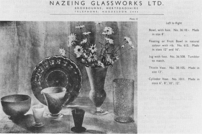 Nazeing Glassworks catalogue 1930's